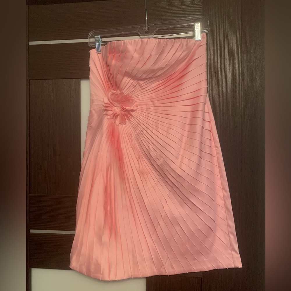 Minuet Pink Pleated Strapless Dress